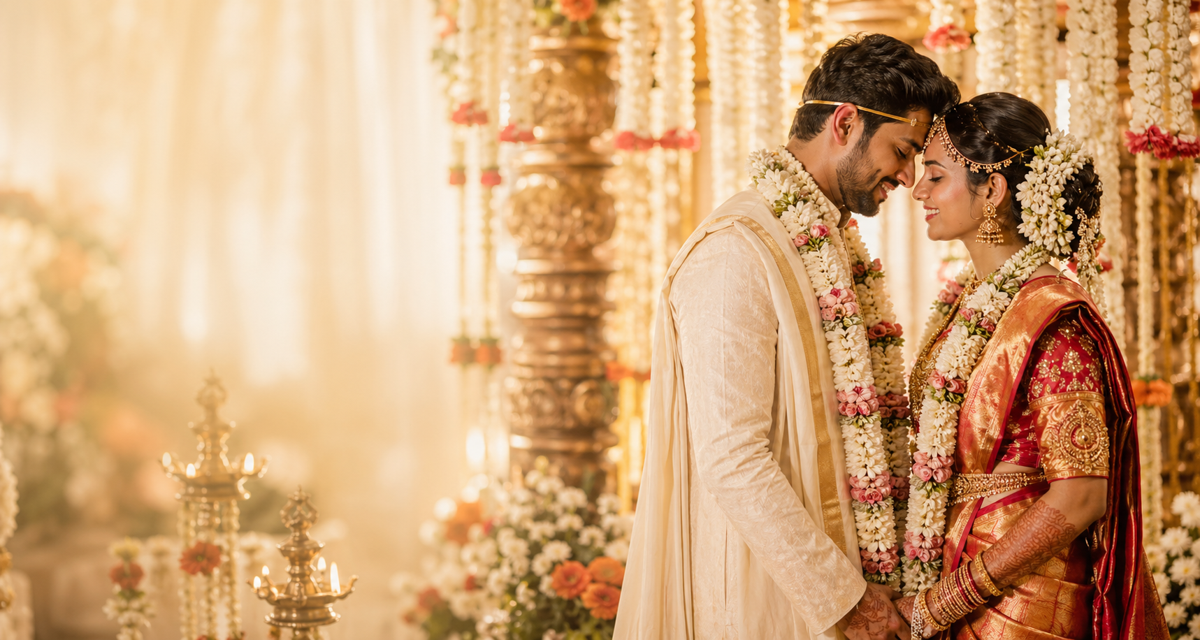 Family blessing the wedding couple