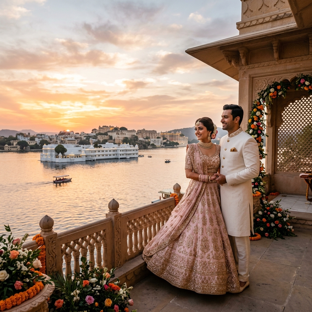 Indian bride and groom portrait